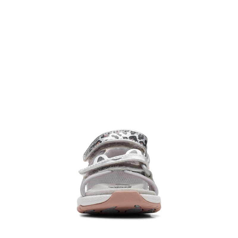 Silver Clarks Clowder Print Toddler Kids' Sandals | 20146-PBWZ