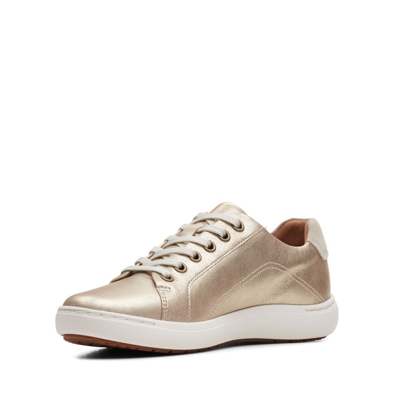 Silver Clarks Nalle Lace Champagne Lea Women's Sneakers | 38105-JVKI