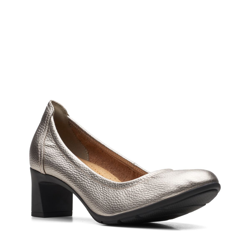 Silver Clarks Neiley Pearl Pewter Women's Pumps | 01864-AXBJ