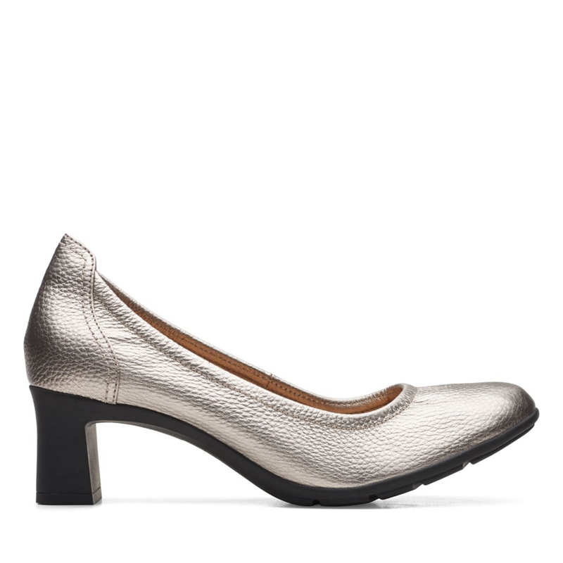 Silver Clarks Neiley Pearl Pewter Women\'s Pumps | 01864-AXBJ