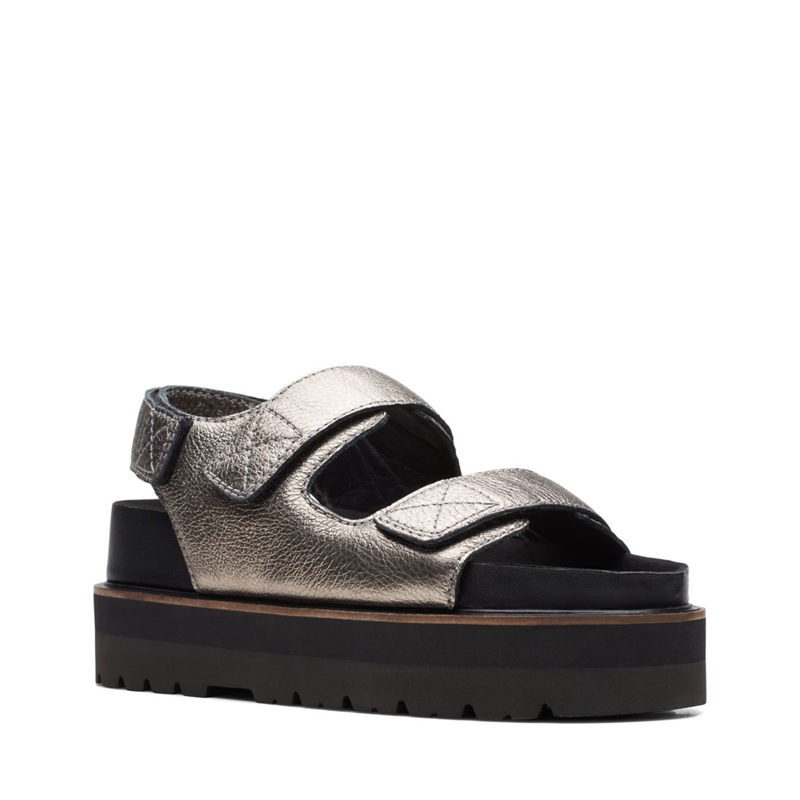 Silver Clarks Orianna Sea Metallic Women's Sandals | 94521-IDZU