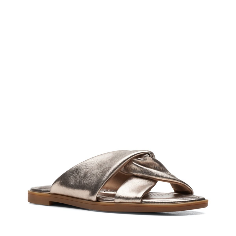 Silver Clarks Reyna Twist Metallic Women's Sandals | 37592-NIAS