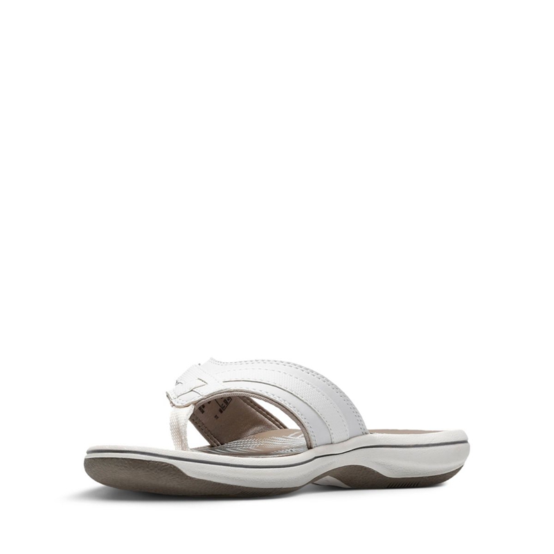 White Clarks BREEZE SEA Synthetic Women's Flip Flops | 19375-AHKV