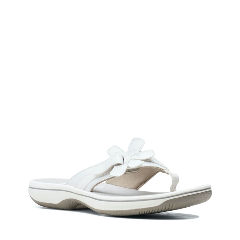 White Clarks Brinkley Flora Women's Flip Flops | 53281-PUET