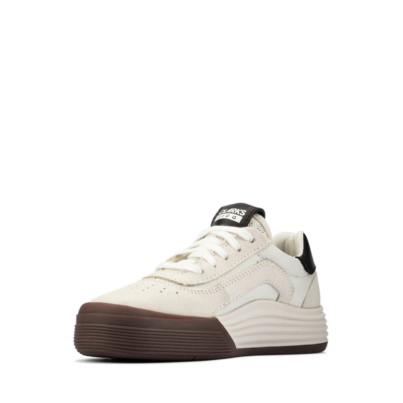 White Clarks Cica Off Suede Kids' Sneakers | 29438-WSAR