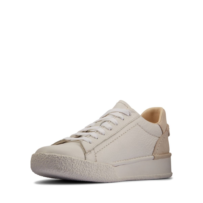 White Clarks Craft Cup Lace Leather Women's Sneakers | 64739-LUIH