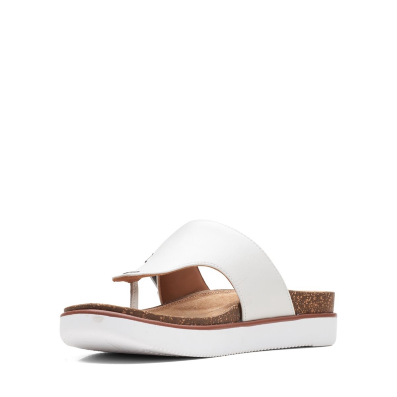 White Clarks Elayne Step Leather Women's Sandals | 84651-BEJK