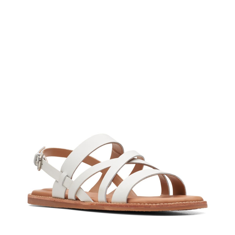 White Clarks Karsea Sun Leather Women's Sandals | 43985-YLMJ