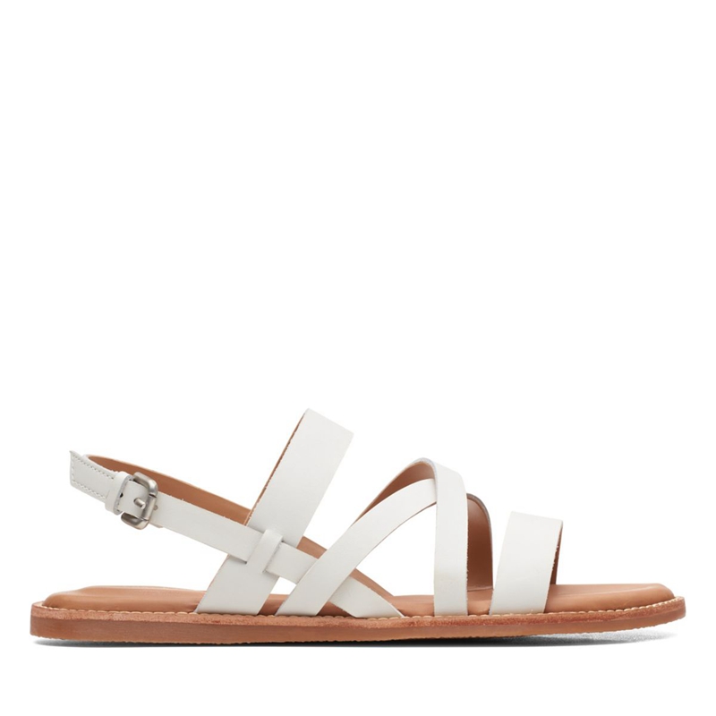 White Clarks Karsea Sun Leather Women\'s Sandals | 43985-YLMJ