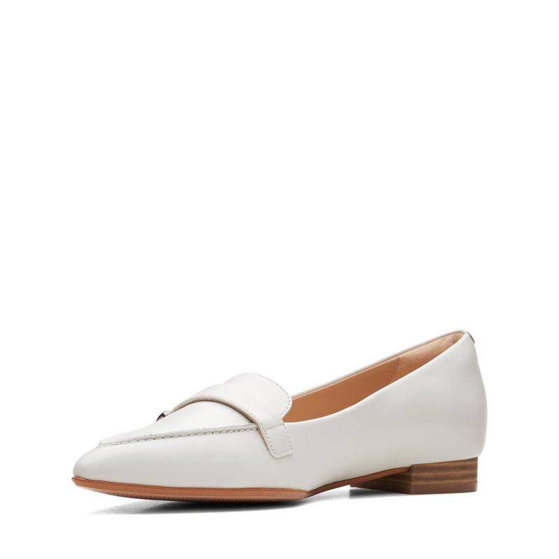 White Clarks Laina 15 Buckle Leather Women's Flat Shoes | 79543-EHCM