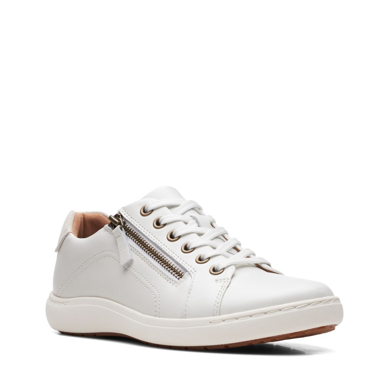 White Clarks Nalle Lace Leather Women's Sneakers | 29183-MVGU