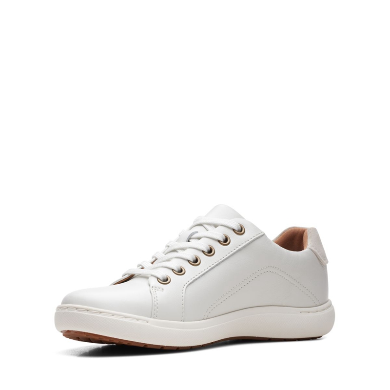 White Clarks Nalle Lace Leather Women's Sneakers | 29183-MVGU