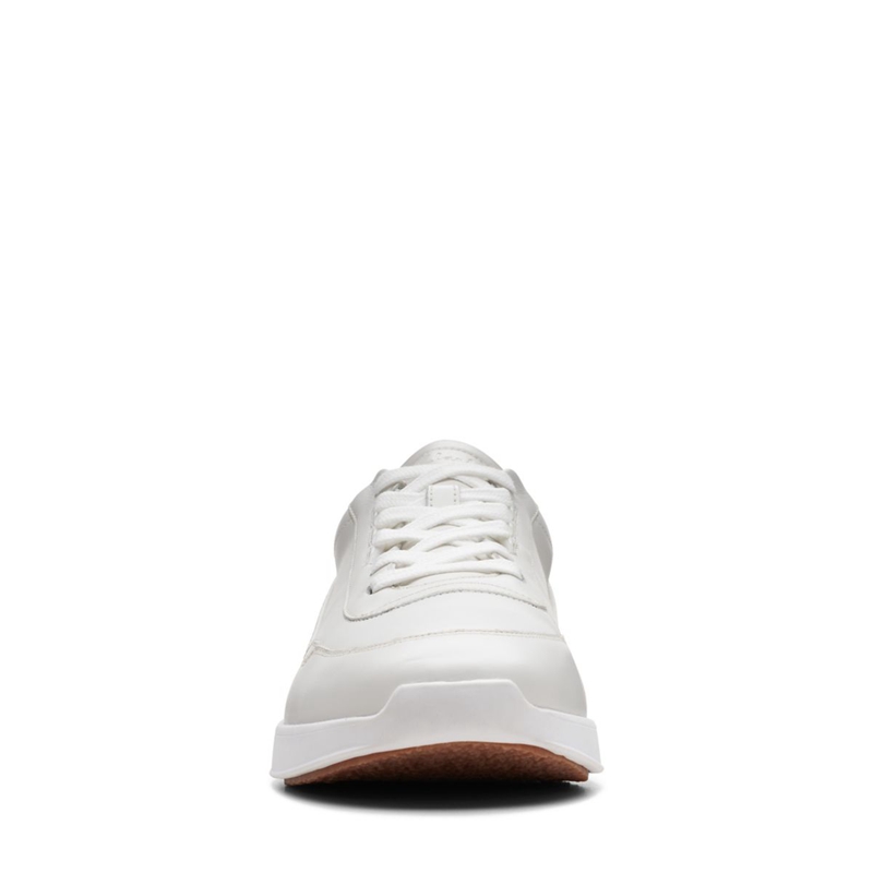 White Clarks RaceLite Lace Leather Men's Sneakers | 50249-ZCXQ