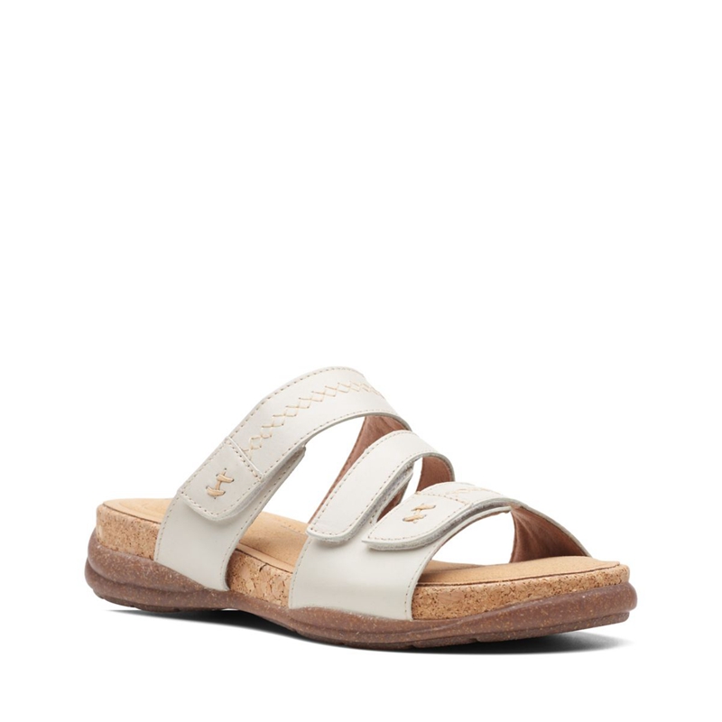 White Clarks Roseville Bay Leather Women's Sandals | 78054-GTPL