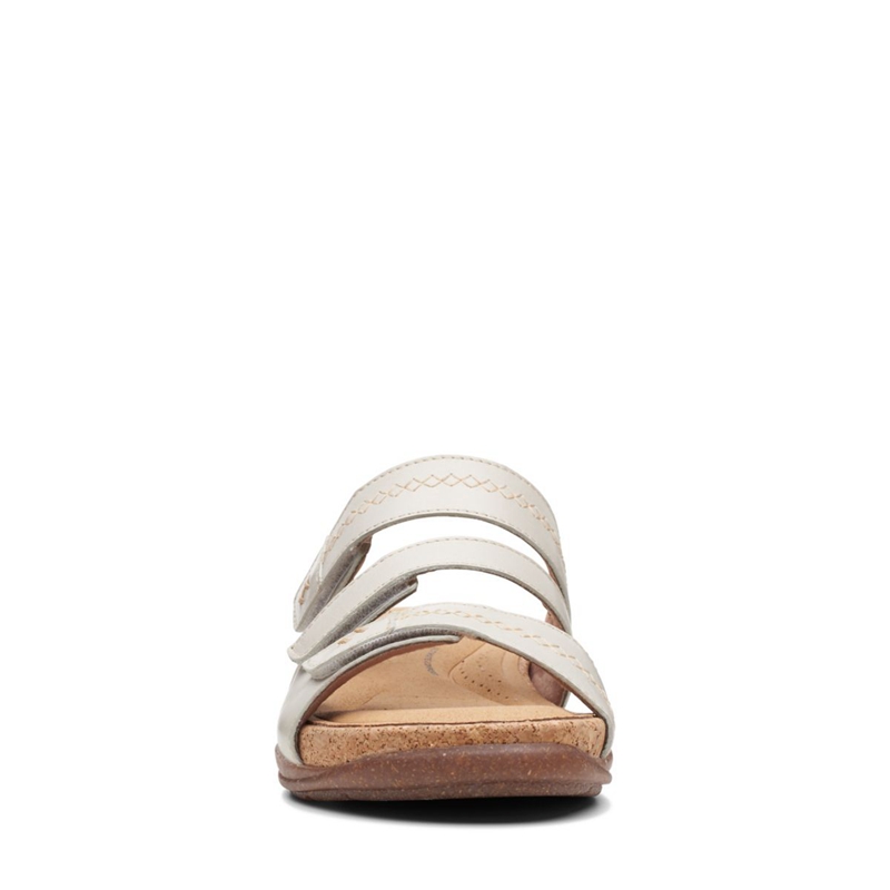 White Clarks Roseville Bay Leather Women's Sandals | 78054-GTPL