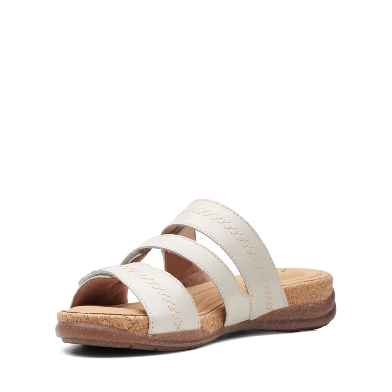 White Clarks Roseville Bay Leather Women's Sandals | 78054-GTPL