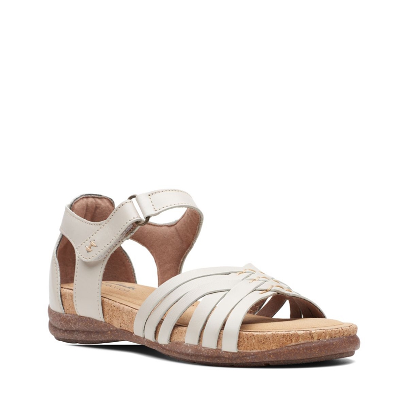 White Clarks Roseville Cove Leather Women's Sandals | 97564-YTVE