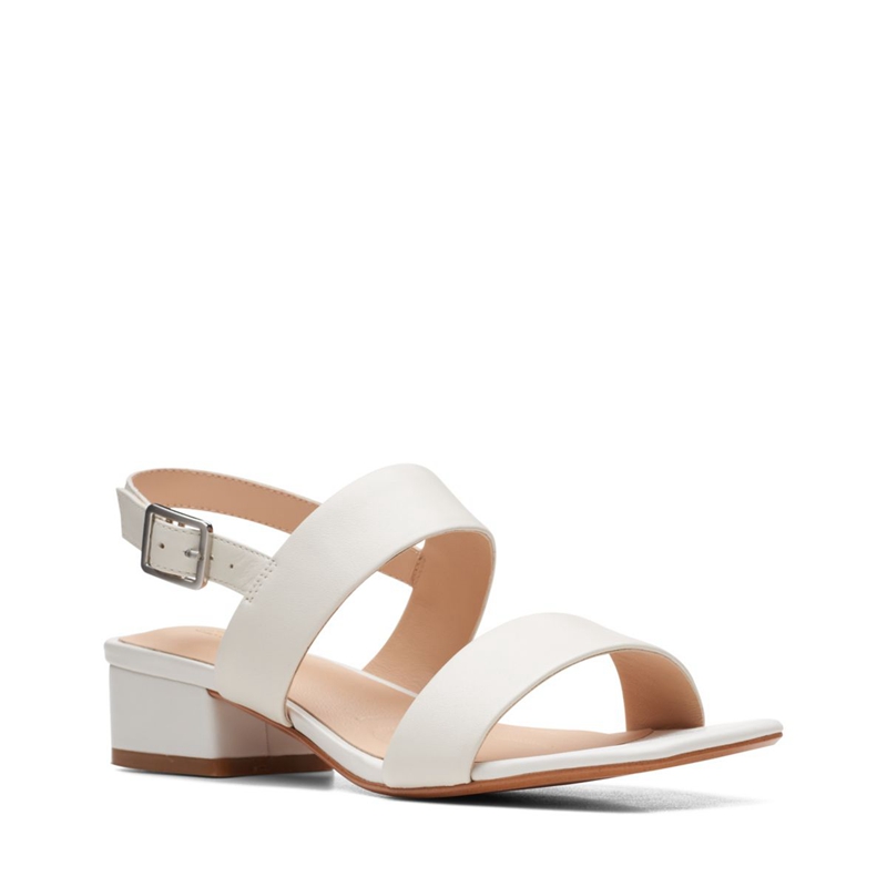 White Clarks Seren25 Strap Leather Women's Sandals | 14027-BZEI