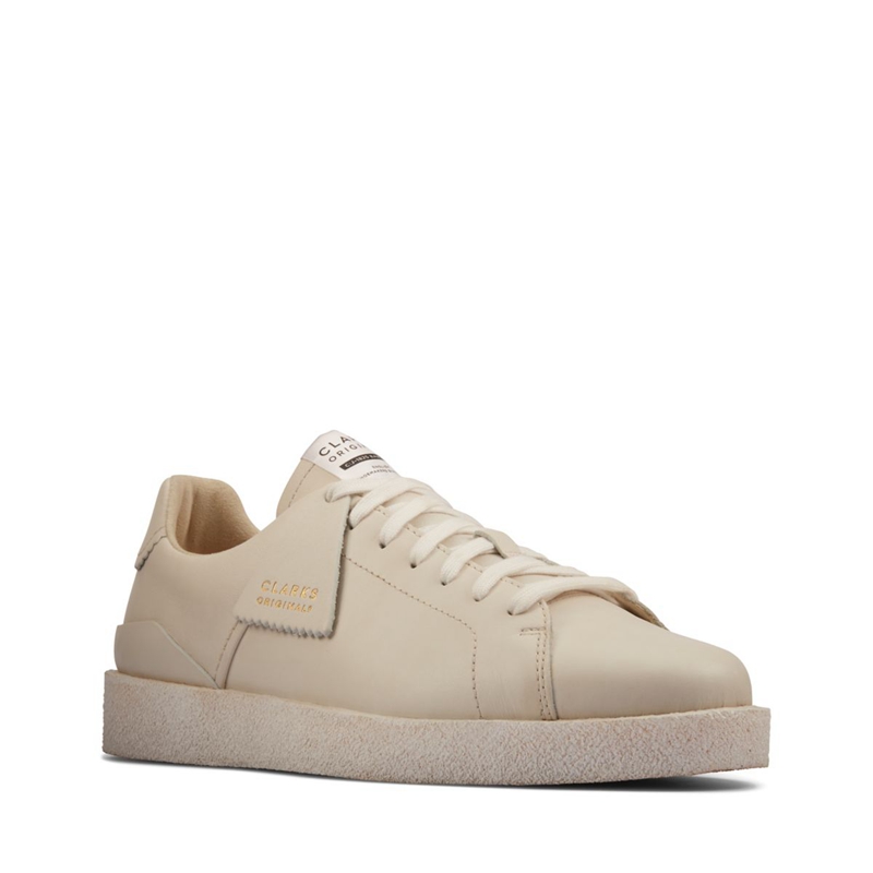 White Clarks Tormatch Leather Men's Sneakers | 64057-TBCP