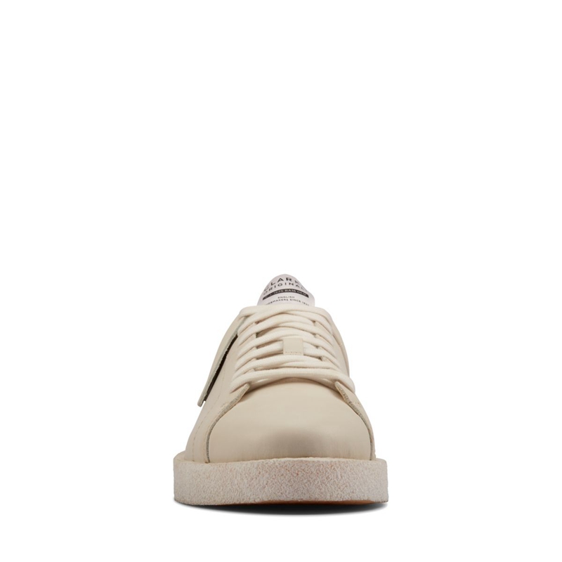 White Clarks Tormatch Leather Men's Sneakers | 64057-TBCP