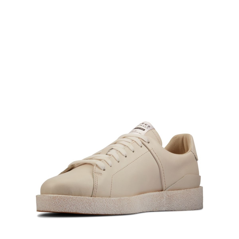 White Clarks Tormatch Leather Men's Sneakers | 64057-TBCP