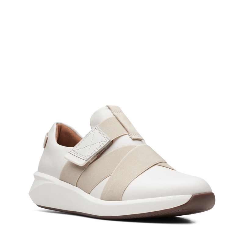 White Clarks Un Rio Strap Leather Women's Sneakers | 36710-XNMA