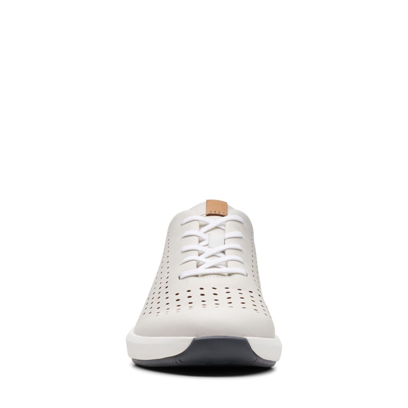 White Clarks Un Rio Tie Leather Women's Sneakers | 41536-MQBO