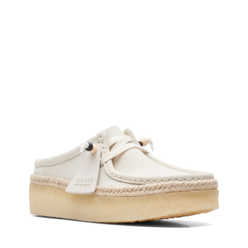 White Clarks Wallabee Cup Lo Suede Women's Slip Ons | 30284-VFWC