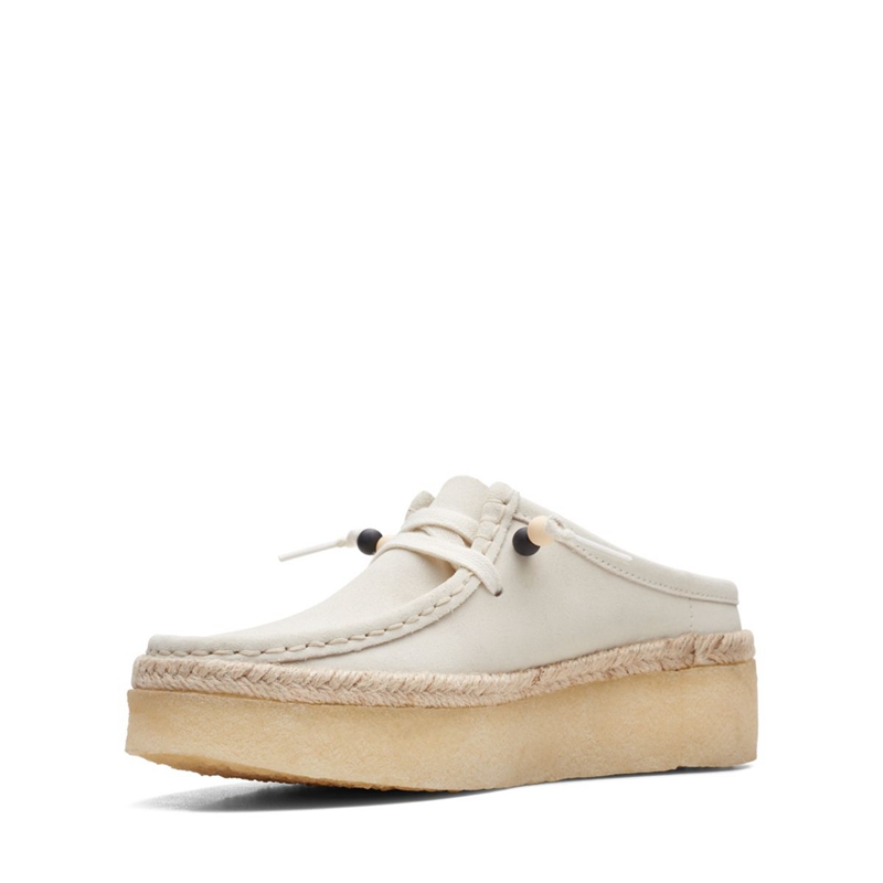 White Clarks Wallabee Cup Lo Suede Women's Slip Ons | 30284-VFWC