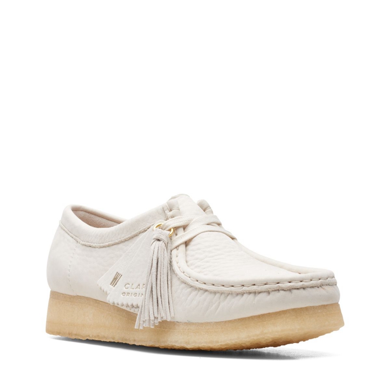 White Clarks Wallabee Nubuck Women's Slip Ons | 91206-OZEX