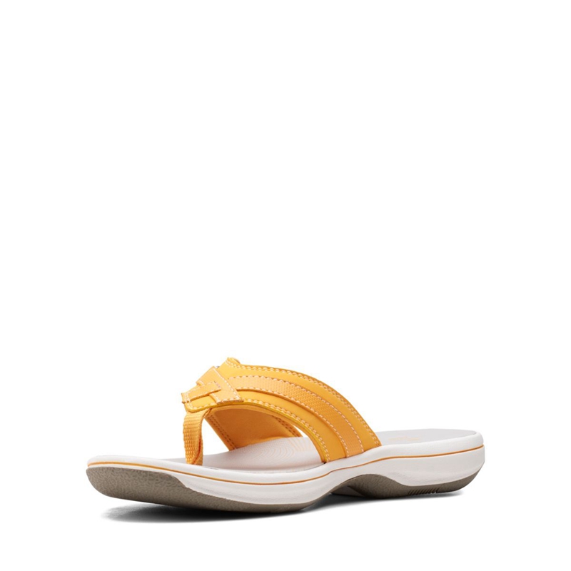 Yellow Clarks BREEZE SEA Burnt Women's Flip Flops | 14803-HCSG