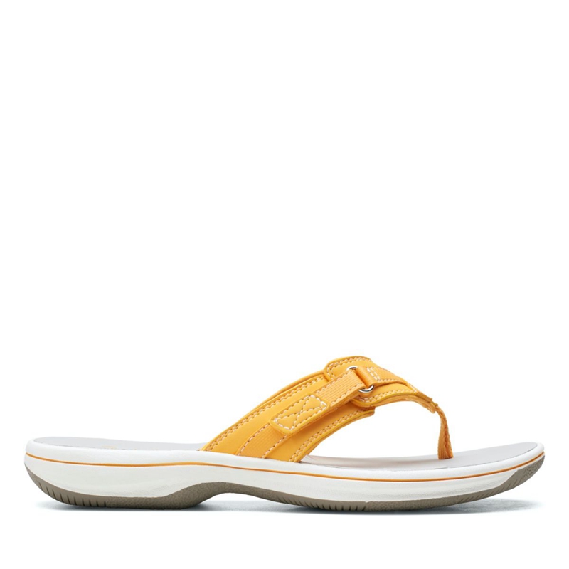 Yellow Clarks BREEZE SEA Burnt Women\'s Flip Flops | 14803-HCSG